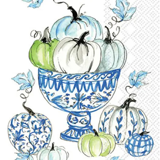 Blue & White Chinoiserie Stacked Pumpkin Guest Towels