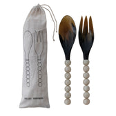 Natural Horn Salad Servers with Resin Handles thumbnail 2